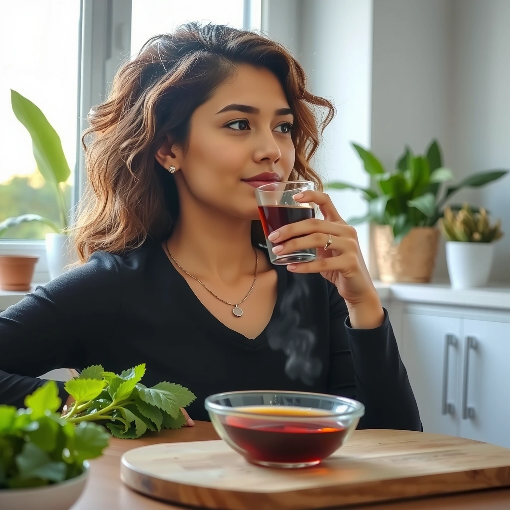 Entspannte Frau beim Tee